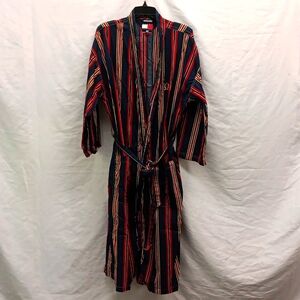Tommy Hilfiger Vintage 90s Crest Striped Tie Robe two front pockets OS